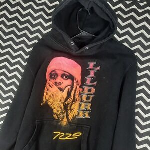 Lil Durk 7220 Album Tour Hoodie Mens Black Graphic Rap Sweatshirt Large